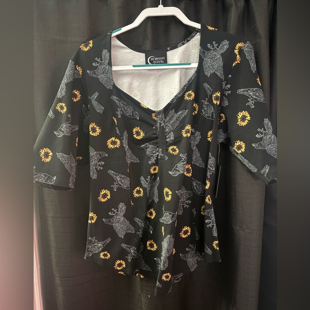 Midnight Hour Black Sunflower Raven Shirt